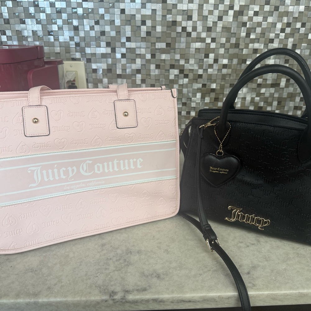 Juicy Couture Pink and Black Tote Bags